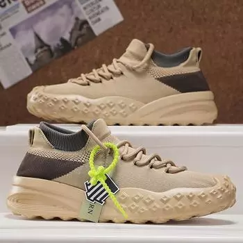 Socks Shoes Student Fly Weaving Men s Shoes Spring and Summer Thick-soled Versatile Casual Sports Trendy Shoes Men s Mesh 2025 New Style 39