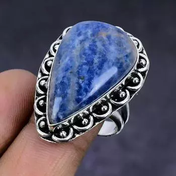 Sodalite Gemstone handmade 925 Sterling Silver gift Jewelry Ring Size 8 n1q68