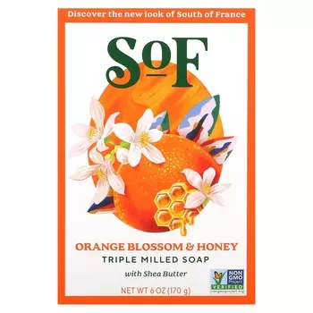 SoF, Французское фрезерное мыло с медом из цветков апельсина и органическим маслом ши, 170 г (6 унций)