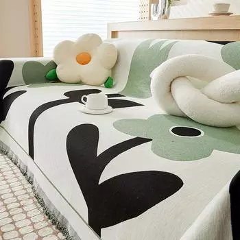 Sofa Cushion Chenille Four Seasons Universal Ins Anti-Slip Anti-Cat s Paw Straight Back Cover Cloth Integrated Cover Blanket 180*130cm