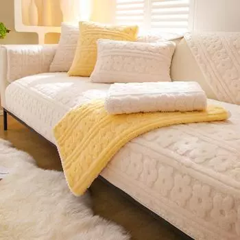 Sofa Cushion Winter Plush Non-slip Thickened New Sofa Cover All-inclusive Universal Blanket Cover Towel Cloth Cushion 70x70