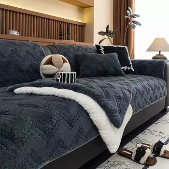Sofa Protector Home Decor Fleece Sofa Cover For Winter Sofa Seat Slipcovers Solid Color Plush Jacquard Housse Canape Dangle 70x70cm 1pcs