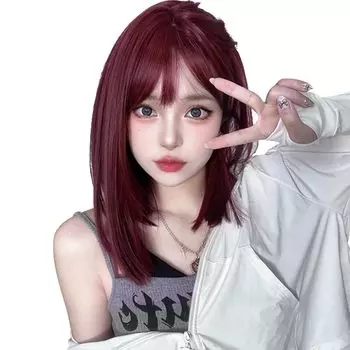 Sofeiyan Small Full Full For Everyday Wig Net Included Парик, Полудлинный, Прямой, Средний, Натуральный, Лицо, Харадзюку, Косплей, Челка, Женский, Парик, Черный,
