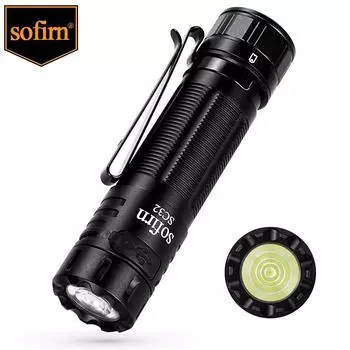 Sofirn SC32 светодиодный фонарик Макс. 2000 лм USB C перезаряжаемый мини-тактический карманный фонарик EDC с регулируемой яркостью фонаря с хвостовым переключателем