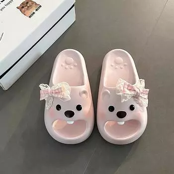 Soft bottom bathroom personalized student cool slippers women s summer fashion cute little beaver girl heart fun casual slippers 36-37