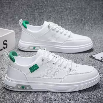 Soft Bottom Men s Shoe White Fashion Solid Color Casual Sports Shoes for Men Breathable Lightweight Flat Walking Shoe Zapatillas 39
