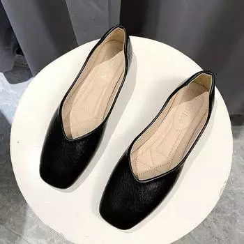 Soft bottom shallow mouth breathable one pedal women s single shoes summer new versatile 35 чёрный