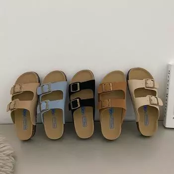 Soft-bottomed cool slippers for women to wear in the summer of 2024 Korean version of retro casual thick-bottomed versatile fashion open-toe 35 песочный