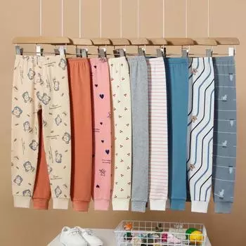 Soft, Breathable Cotton Wool Pants for Kids - Warm Print Pajamas for Fall and Winter 100 cm
