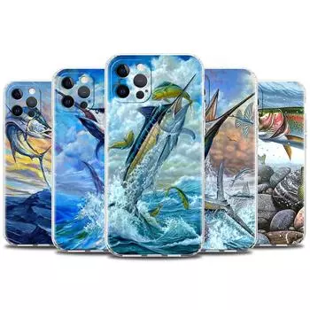 Soft Case For iPhone 13 12 Mini 11 Pro Max 7 8 Plus XR X SE 2020 XS 6 6S 5 5S Clear Funda Trout Panel Fish Fishing Cover iPhone XS