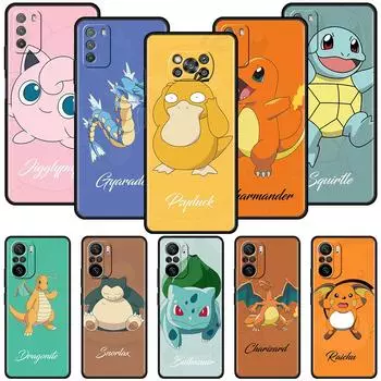 Soft Case For Xiaomi Redmi Note 11 10 9 Pro 9S 10S 9A 9C NFC 9T K40 8 7 8T 7A Black Silicone Phone Cover Anime Pokemon 2 Sac Redmi 7A