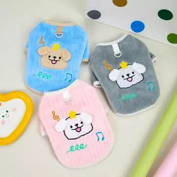 Soft Cat Dog Spring Autumn Winter Clothes Puppy Cute Pullover Buckle Cartoon Puppy Dogs Vest Sweatshirt Clothing XS серый
