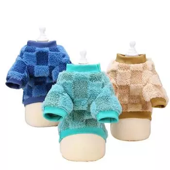 Soft Comfortable Dog Clothes Winter Warm Pet Pullover Sweatshirt for Puppy Cats Clothing French Bulldog Yorkies Costume Pug Coat S синий
