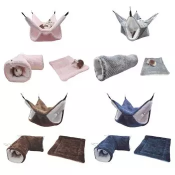 Soft Cushion Hamster Hanging Hammock Winter Warm Nest Snuggle to Sleep for P X3UC темно-коричневого