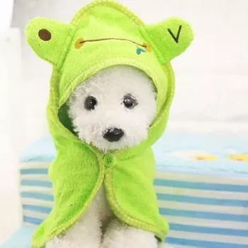 Soft Dog Fast Drying Bath Cartoon Animal Pet Hooded Bath Towel Pet Dog Towel For Cats Dogs M синий