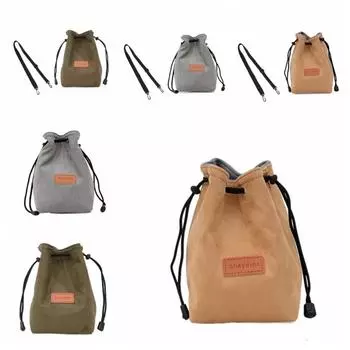 Soft DSLR Camera Bag Waterproof Drawstring Storage Bag Compatible with Canon Khaki-S Single shoulder style