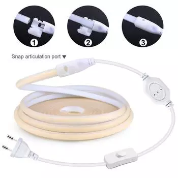 Soft Glow COB LED Strip Lights 220V High Lumen LED Ribbon Waterproof Neon Tape For Room Kitchen Cabinet Outdoor Garden Lighting 1m теплый белый