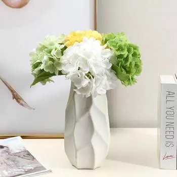 Soft Glue Hydrangea Flower Simulation Flower Home Decor Living Room Fake Flower Hand-held Bouquet medium branch 49cm белый