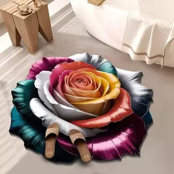 Soft Peony Floor Mat Non-slip Bathroom Floor Mat Door Gasket for Living Room Tea Table Bedside Style 1