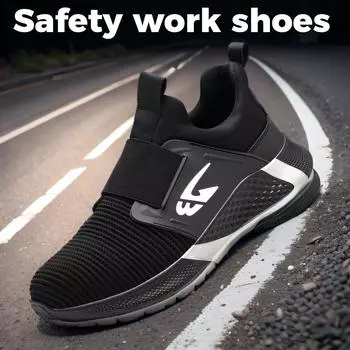 Soft Safety Shoes Work for Men Stab Resistant Breathable Working Lightweight Work Sneakers Steel Toe Construction Boots Male 40 чёрный