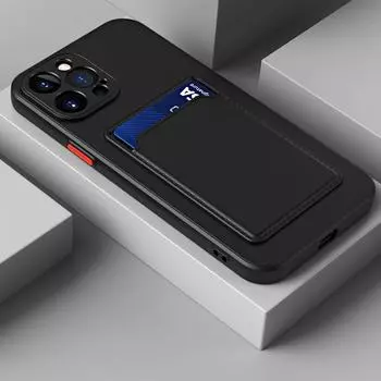 Мягкий силиконовый чехол-держатель для карт для iPhone 16 15 14 13 12 Pro Max Mini Plus контрастного цвета с кнопками, противоударная задняя крышка For iPhone 12 Mini темно-зеленого