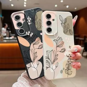 Soft Silicone Line Flower Shell for Samsung S24 S22 Ultra Plus S23 S21 S20 Fe A55 A54 A53 A52 A35 A34 A15 A16 Solid Color Shockproof Back Cover Samsung S24 FE чёрный