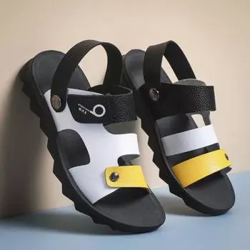 Soft-soled comfortable children s sandals summer outdoor fashion medium and older children s beach shoes soft-soled microfiber leather baby shoes 26