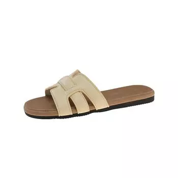 Soft-soled cool slippers for women to wear summer new beach shoes with skirt flat bottom one-word drag 35