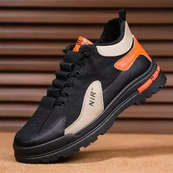 Soft-soled sneakers men s 2025 new Korean version of trendy casual shoes leather lace-up Martin boots breathable student shoes men 39