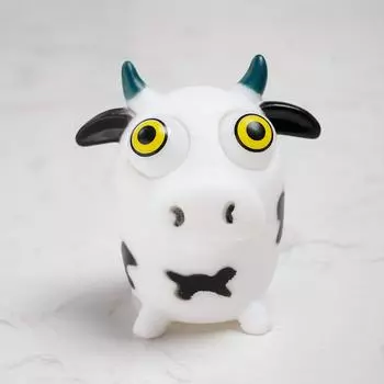 Soft White Cow Shaped Squeezing Toy Tpr Material Stress Relief Coordination Hand