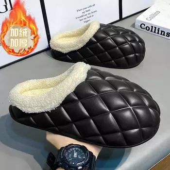 Soft Winter Home Slippers For Men Women Waterproof Indoor Outside Shoes Removable Insole Platform Flats Easy Clean Shoes 36-37 чёрный