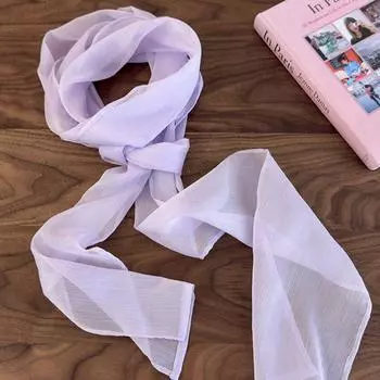 Soft Wrap Chiffon Silk Scarf Thin Ribbon Neckerchief Long Silk Scarf Dress Decoration фиолетовый