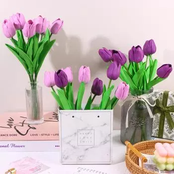 Softflame Flores Artificiales/Falsas/Falsas – 24 Tulipanes Morados, Adecuados Para Bodas, Hogar, Fiestas, Restaurantes