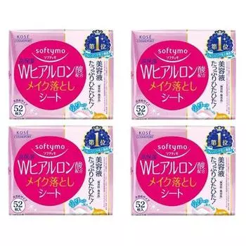 Softymo Makeup Remover Sheet (H) b (Hyaluronic Acid) Refill 52 Sheets Set of 4