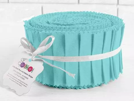 Soimoi 40Pcs Solid Aqua Blue Предварительно нарезанные полоски ткани Roll Up 2,5 дюйма Хлопковое желе Рулоны для 2.5 inches синий