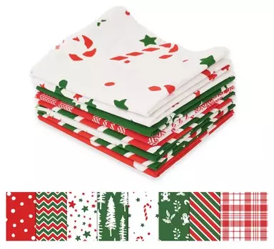 Soimoi 8 Pc Fat Quarter Bundle- Christmas Print 18 x 22 DIY Patchwork- 100 Cotton Pre-Cut Quilting Fabric Red- White & 18x22 красный