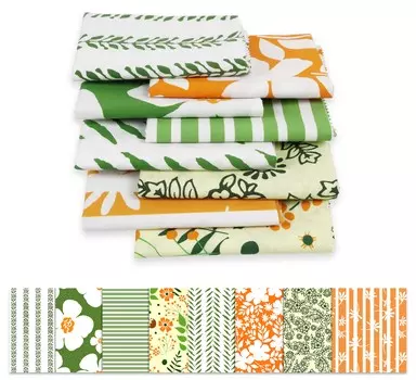 Soimoi 8 Pc Fat Quarter Bundle - Цветочный принт 18 x 22 DIY Пэчворк - 100% хлопка, предварительно вырезанная ткань для квилтинга (Зеленый & 18x22 зелёный