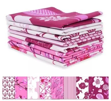 Soimoi 8 Pc Fat Quarter Bundle - Цветочный принт 18 x 22 DIY Пэчворк - 100% хлопка, предварительно вырезанная ткань для квилтинга 18x22 розовый