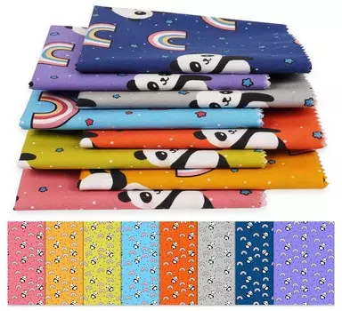 Soimoi 8 Pc Fat Quarter Bundle - Детская коллекция - Панда и радуга с принтом 18 x 22 DIY Пэчворк - 100 хлопковая предварительно нарезанная ткань для квилтинга 18x22 inches разноцветный