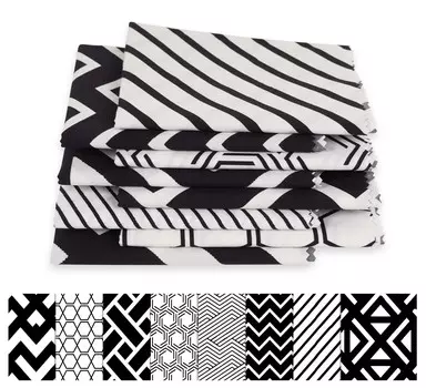 Soimoi 8 Pc Fat Quarter Bundle - Геометрический принт 18 x 22 DIY Пэчворк - 100% хлопка, предварительно вырезанная ткань для квилтинга (Белый & 18x22 белый