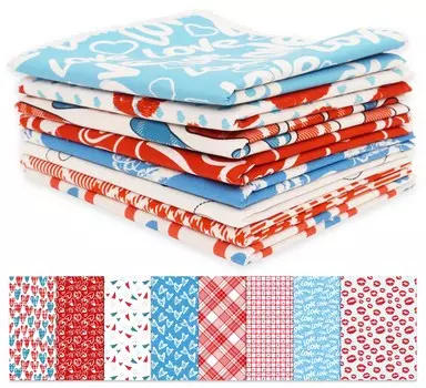 Soimoi 8 Pc Fat Quarter Bundle, Valentine Print 18 x 22 DIY Пэчворк-100 Хлопок Предварительно вырезанная ткань для квилтинга Красный и 18x22 inches красный