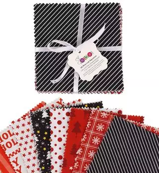 Soimoi Christmas Theme Print Precut 5-inch Cotton Fabric Quilting Squares Charm Pack DIY Patchwork Sewing 5x5 чёрный
