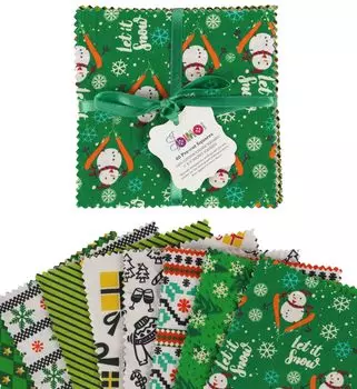 Soimoi Christmas Theme Print Precut 5-inch Cotton Fabric Quilting Squares Charm Pack DIY Patchwork Sewing 5x5 зелёный