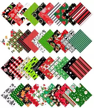 Soimoi Christmas Theme Print Precut 5-inch Cotton Fabric Quilting Squares Charm Pack DIY Patchwork Sewing 5x5 красный