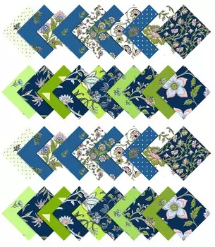 Soimoi Florals Print Precut 5-inch Cotton Fabric Quilting Squares Charm Pack DIY Patchwork Sewing 5x5inches синий