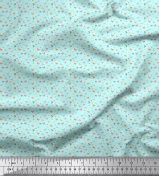 Soimoi Japan Crepe Satin Ткань с принтом бабочки Рубашка на метр 42 дюйма 42 Inch Wide - Poly Crepe розовый