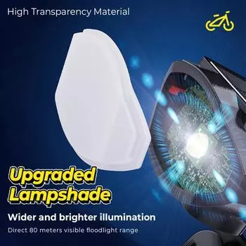 Solar Bicycle Headlight with 120 Decibel Horn 80 Meters Visible Floodlight Range USB/Solar Rechargeable LED Light Bike Lighting чёрный