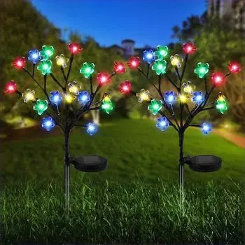 Solar Cherry Blossom Lights Outdoor Waterproof Solar Garden Light Fairy Lights Wedding Party Christmas Decor Solar Floor Lamp 1 pc разноцветный