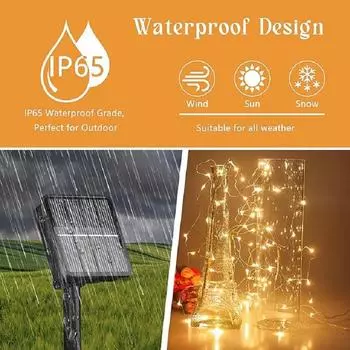 Solar Christmas String Lights Outdoor Waterproof Fairy Lights Garden Wire Lights for Tree Party Wedding Garden Patio Decor 12M