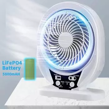 Solar Fan Light Solar Powered Ac Dc Rechargeable Solar Fan With Solar Panel And Led Bulb Light For Outdoor Led Camping Lights